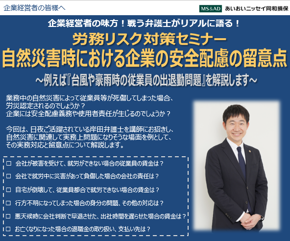 【2024年5月23日（木）開催】Webオンラインセミナー「労務リスク対策セミナー」のご案内